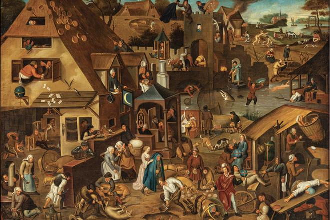 École flamande du XVIIe siècle, suiveur de Pieter BRUEGHEL - Les proverbes flamands